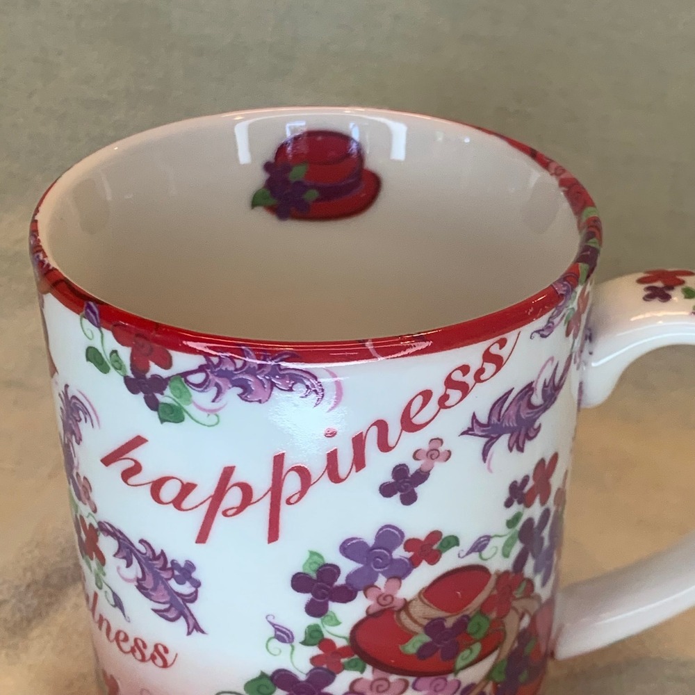 Cardew Design Red Hat Society Mug Pink Chintz White Red Excellent Floral 2004 - Picture 6 of 10